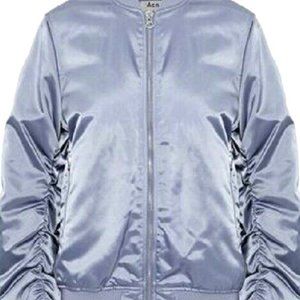 Acne Studios Women  Gray Leia Ruched-Sleeve Bomber-XS/S